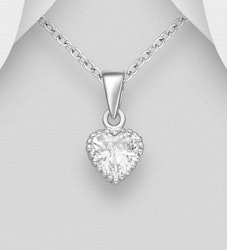Doppresent tjej - Barnhalsband Hjärta av cubic zirkonia