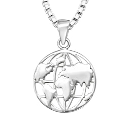 Doppresent pojke - Halsband med Jordglob i silver