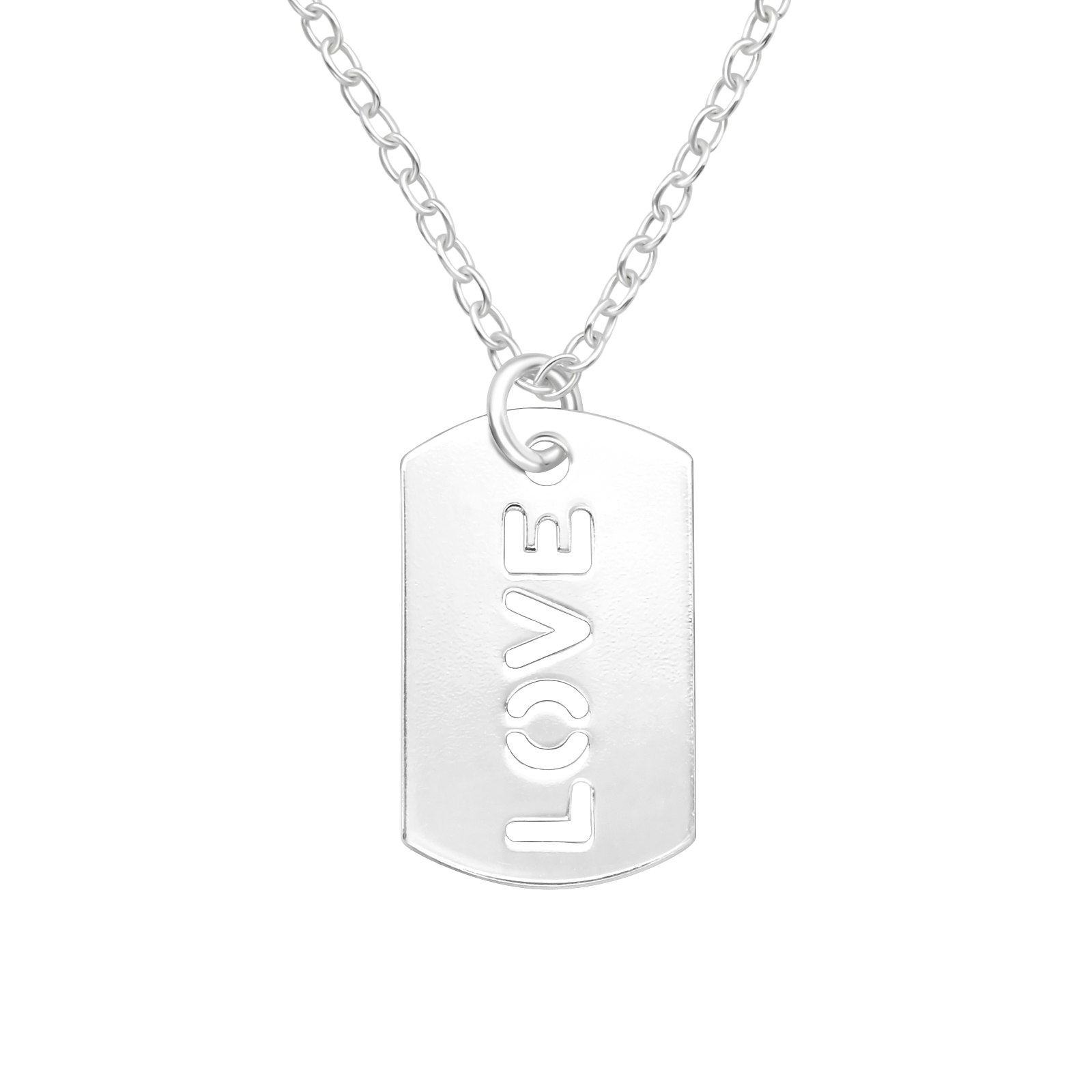 Doppresent pojke - Halsband Platta med LOVE i silver