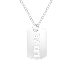 Doppresent pojke - Halsband Platta med LOVE i silver