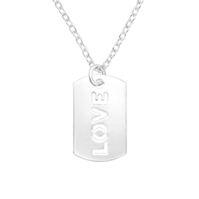 Doppresent pojke - Halsband Platta med LOVE i silver