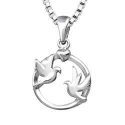 Doppresent pojke - Barnhalsband Fredsduvor i silver