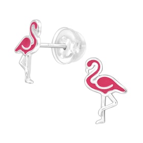 Barnörhängen Flamingo cerise - örhängen barn i äkta silver
