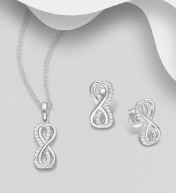Gavetips - Evighedstegn dobbelt med cubic zirkonia