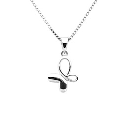 Dopsmycke till tjej - Halsband Fjäril i silver