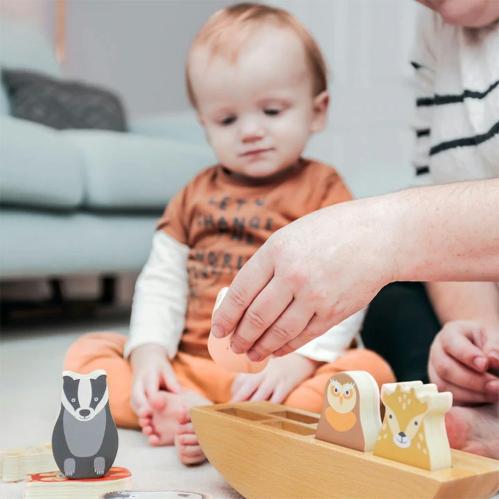 Leksak i trä Woodlies Båt med figurer