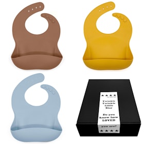 Haklapp Bebis i Silikon 3-pack Pecan, Mango, Dusty Blue