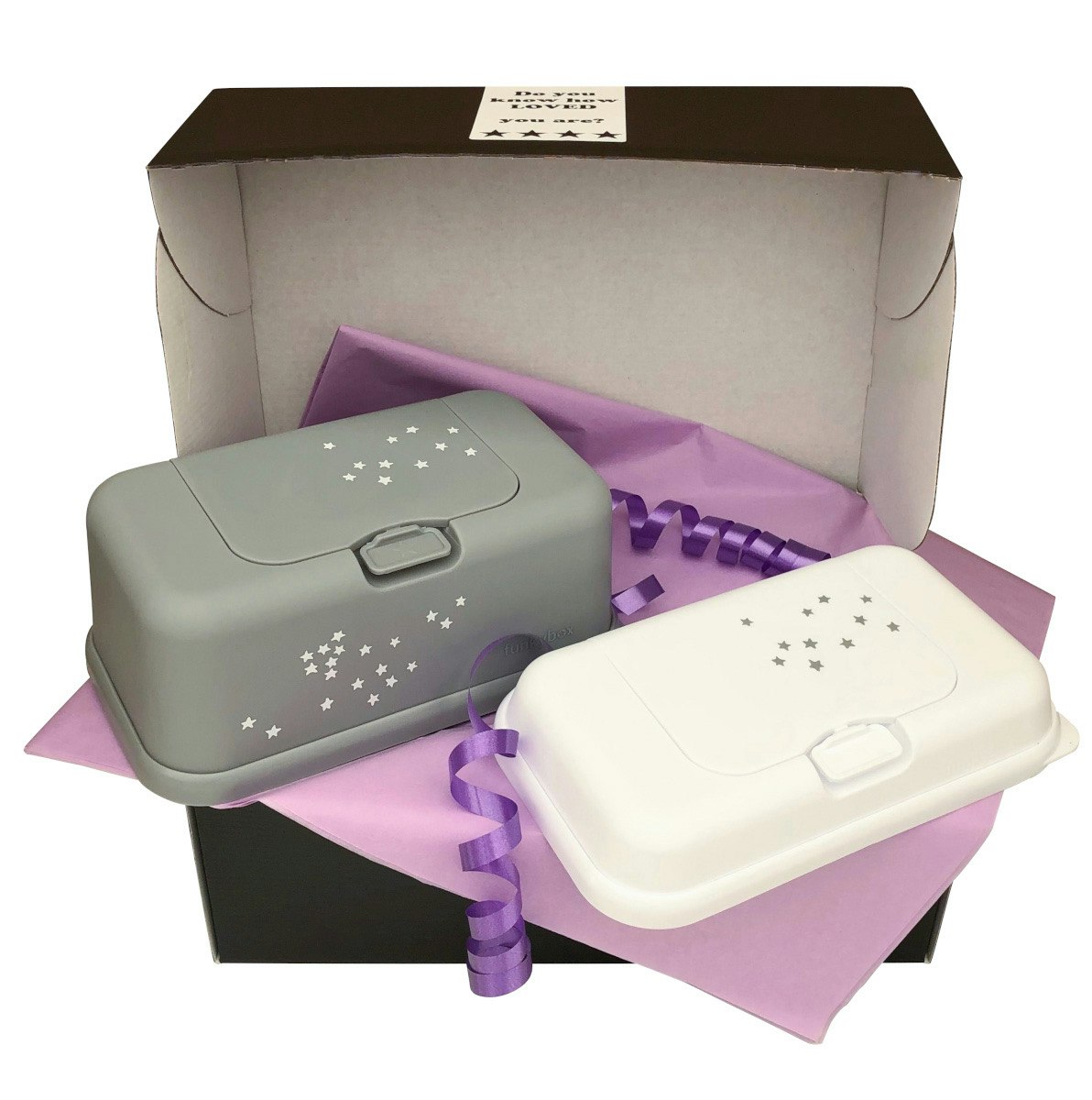 Funkybox present Grey Little Stars & ToGo White, bebispresent, nyfödd, babyshower