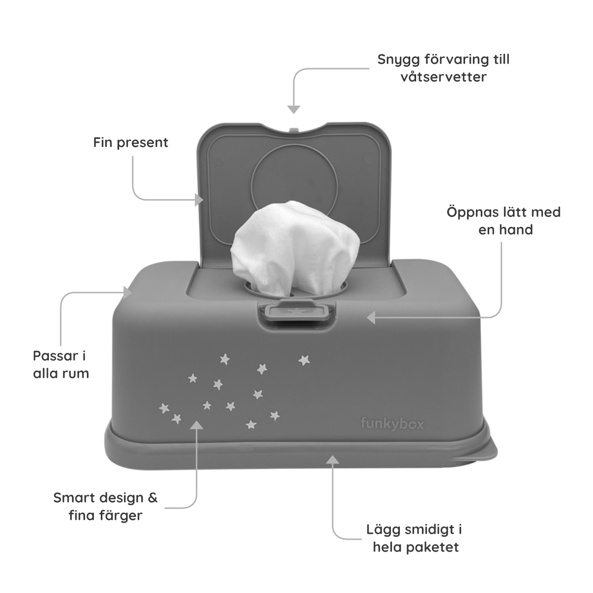 Tips till doppresent pojke - Funkybox Grey Little Stars