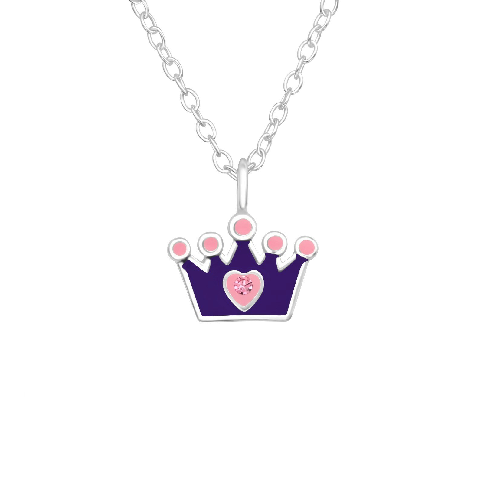 Barnhalsband Prinsesskrona blå - sött halsband till barn i 925 sterling silver
