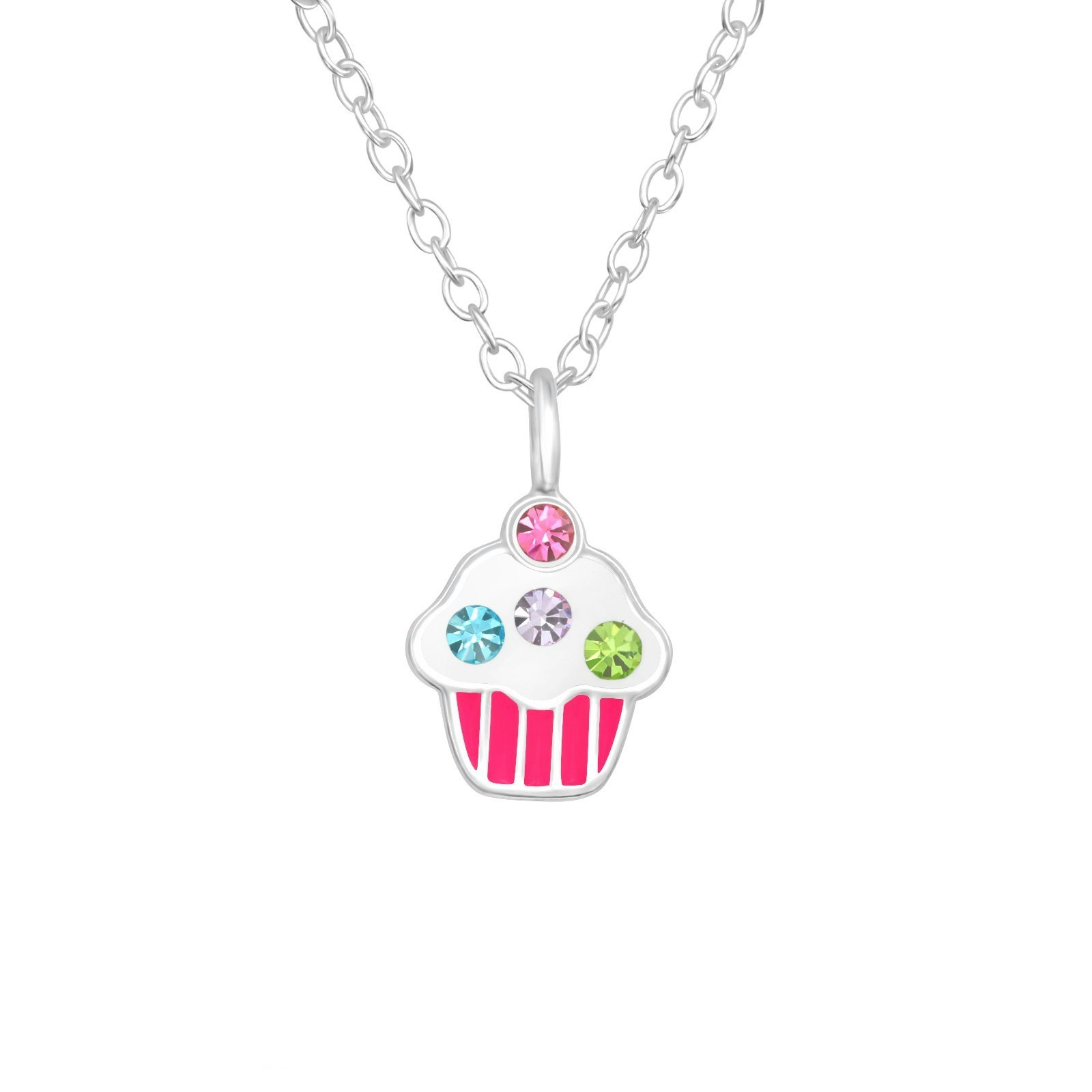 Barnhalsband Cupcake - sött halsband till barn i äkta 925 sterling silver