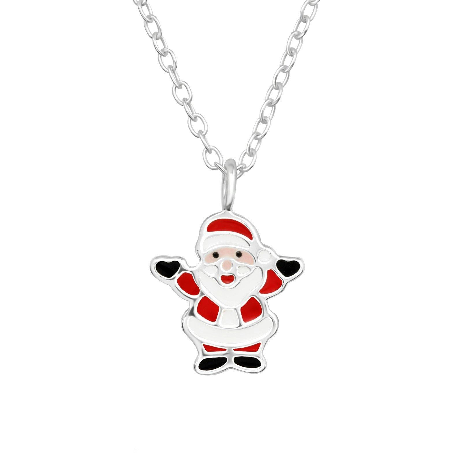Julhalsband Jultomte - söta julsmycken till barn i äkta silver - halsband med julmotiv