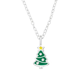 Julhalsband Julgran - söta julsmycken till barn i äkta silver