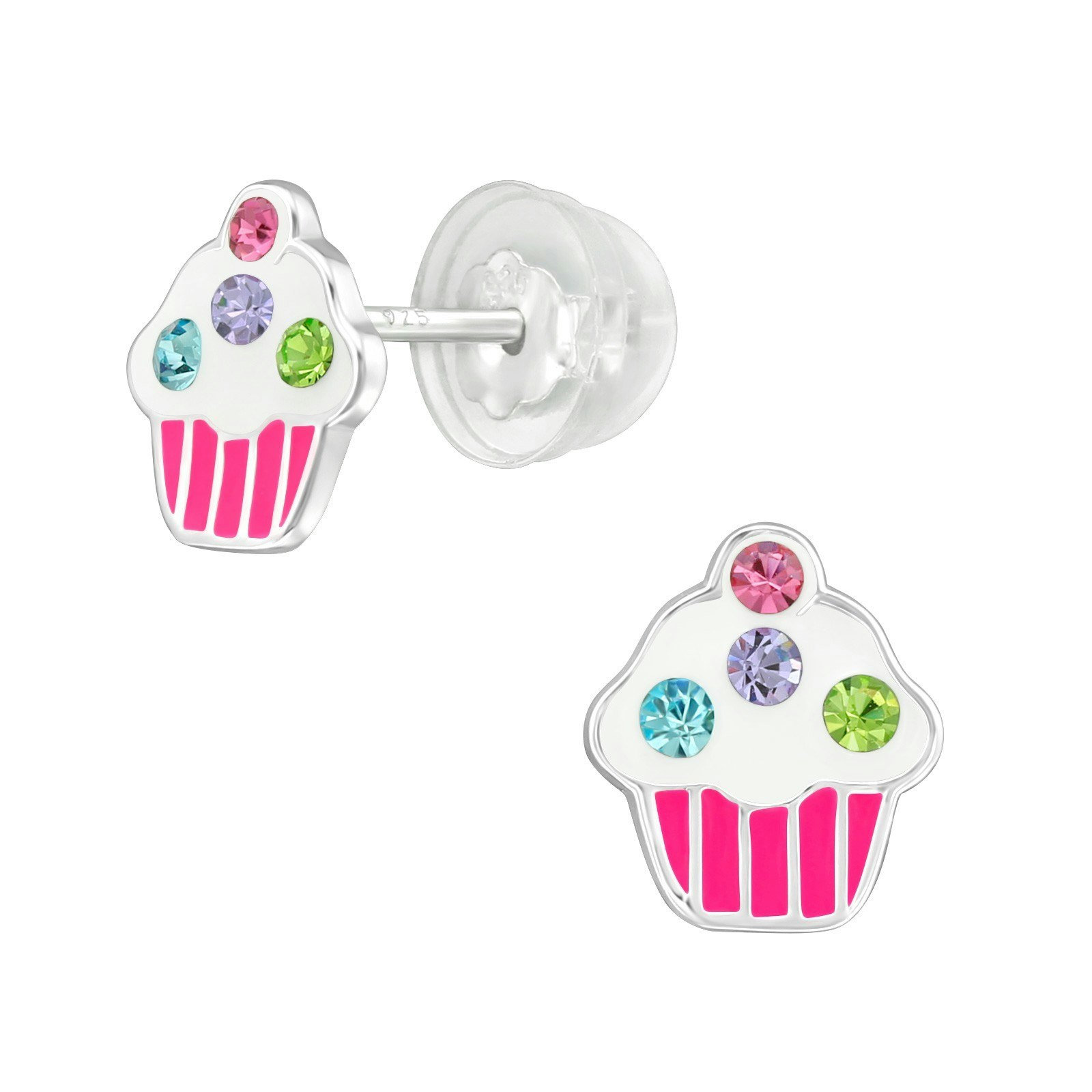 Barnörhängen Cupcake - söta Sweethearts örhängen till barn med cupcakes i äkta 925 sterling silver