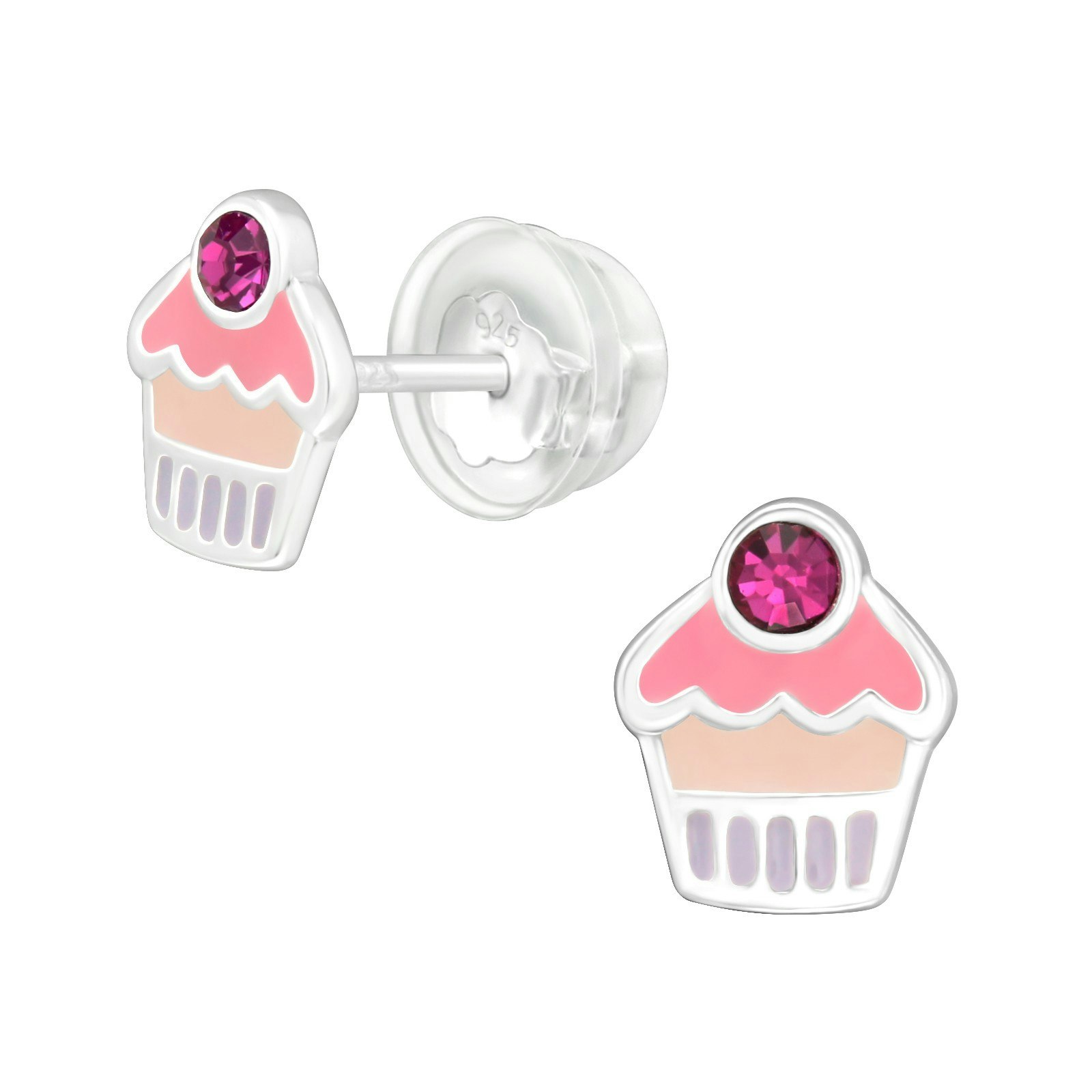 Barnörhängen Cupcake - söta örhängen till barn med cupcakes i äkta 925 sterling silver