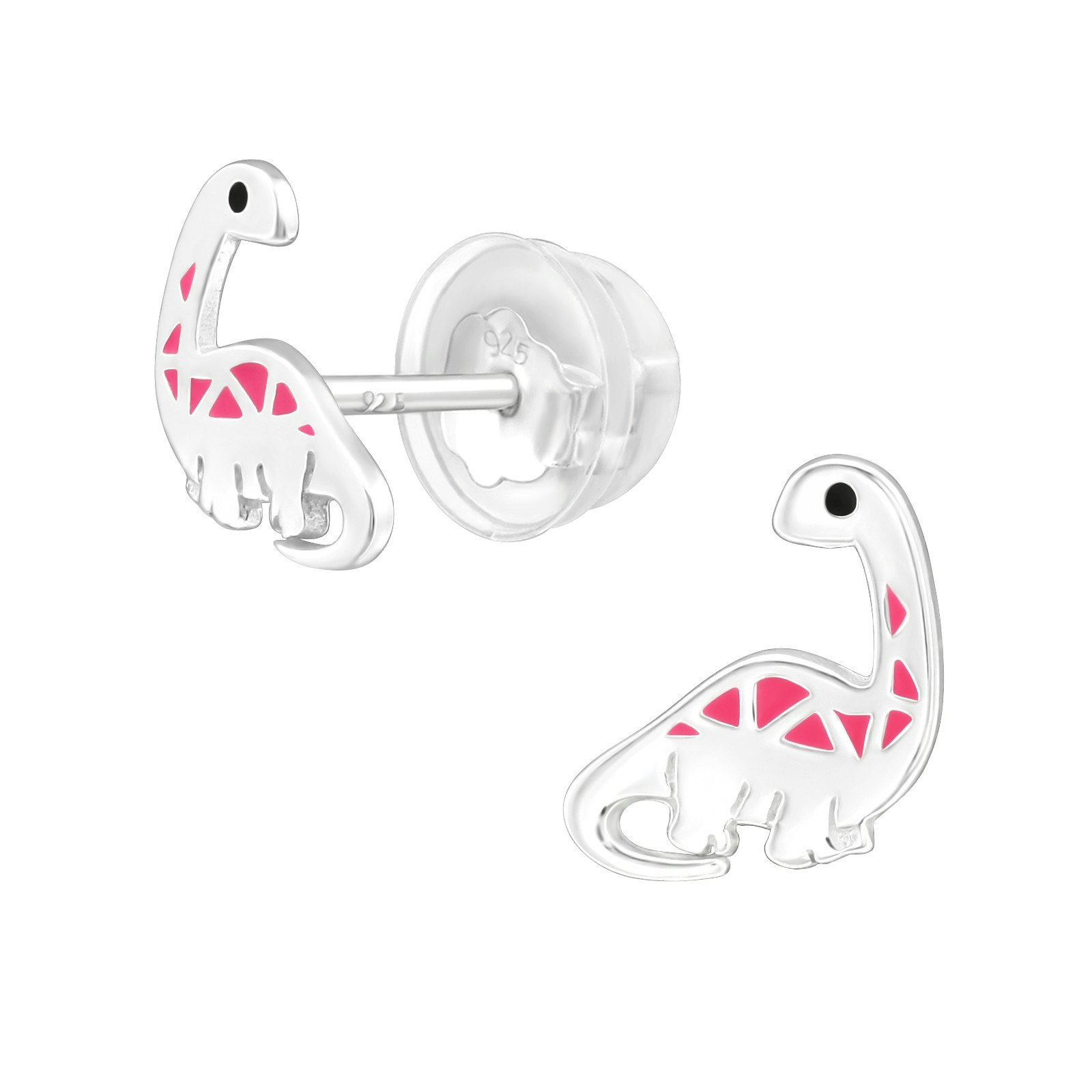 Barnörhängen Dinosaurie rosa - söta Sweethearts örhängen till barn i äkta 925 sterling silver