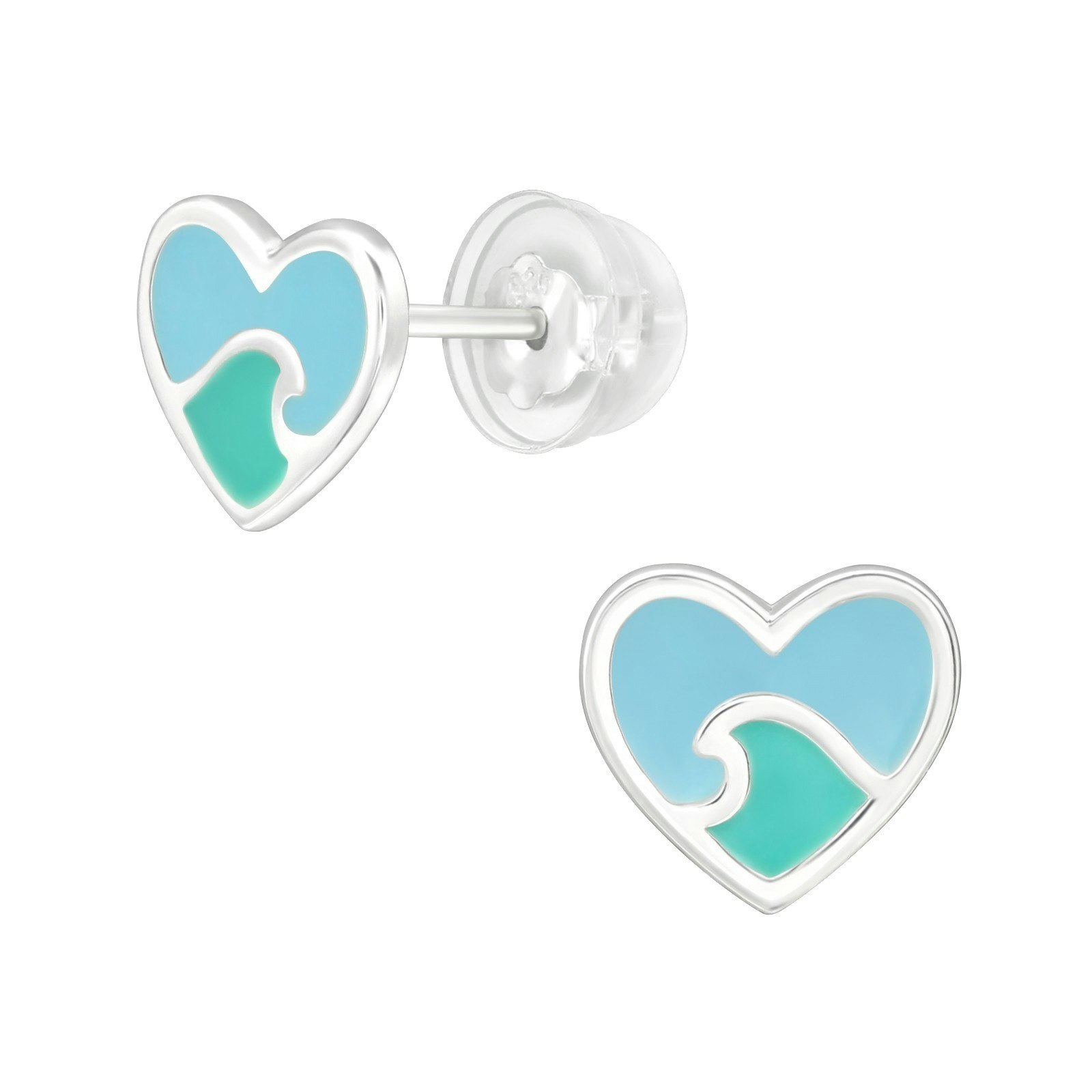 Barnörhängen Hjärtan Hav - söta Sweethearts örhängen till barn med hjärta i äkta 925 sterling silver