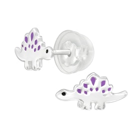 Barnörhängen Dinosaurie lila - örhängen barn i äkta silver