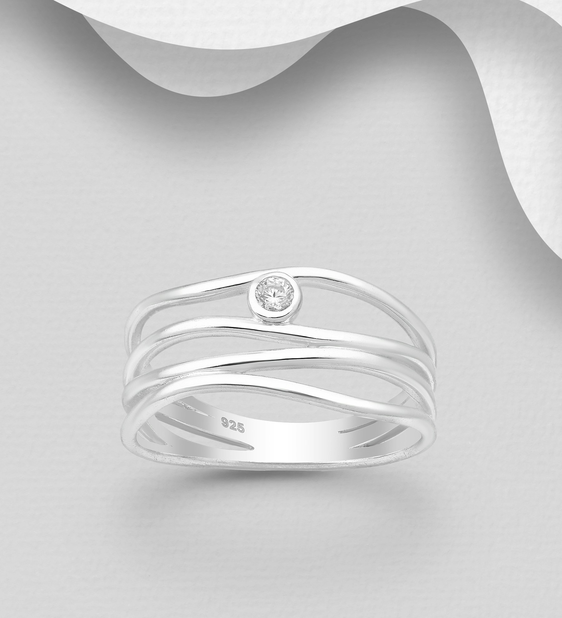 Sølvring med cubic zirkonia sten - ring i ægte 925 sølv