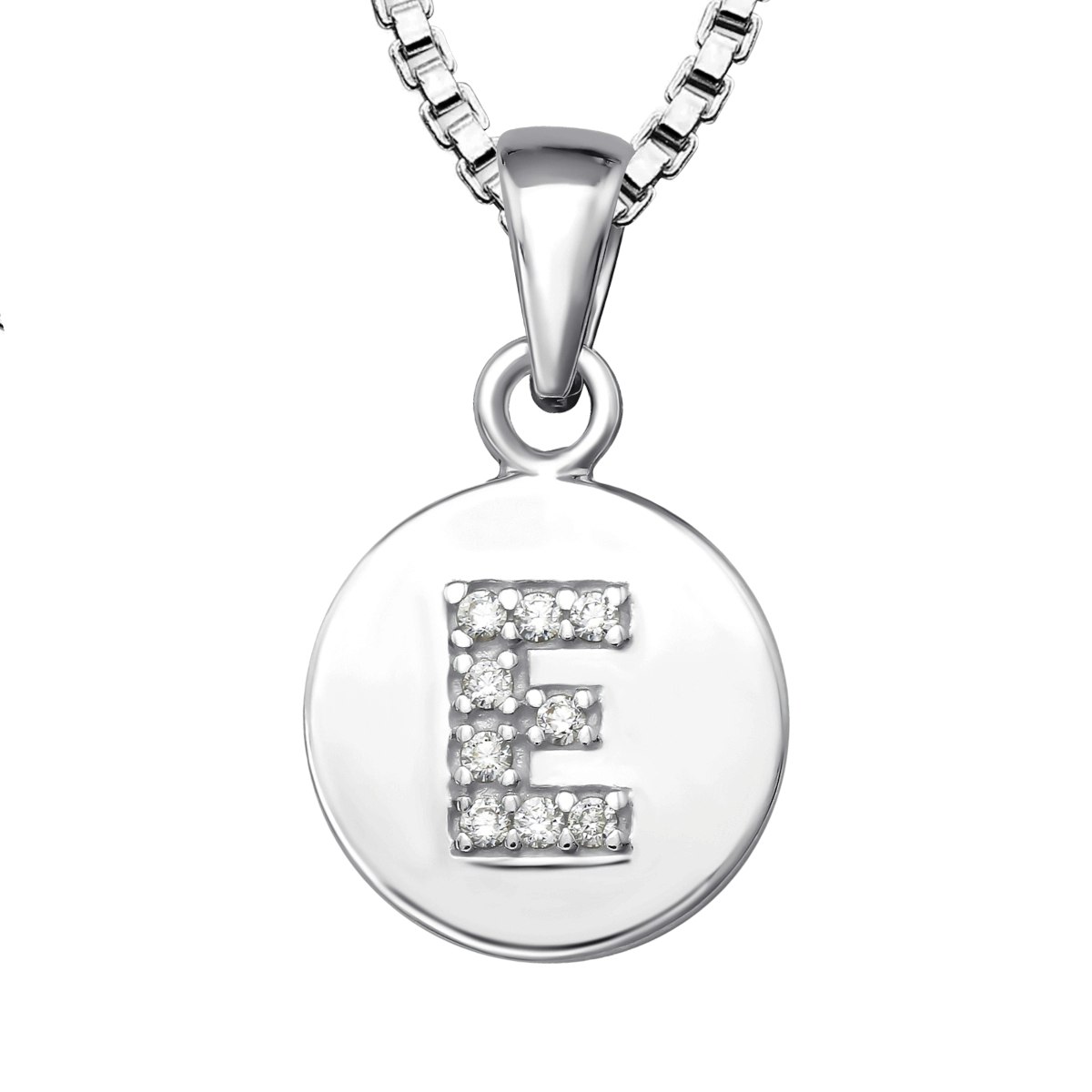Bokstavshalsband E - Halsband med bokstav i äkta silver