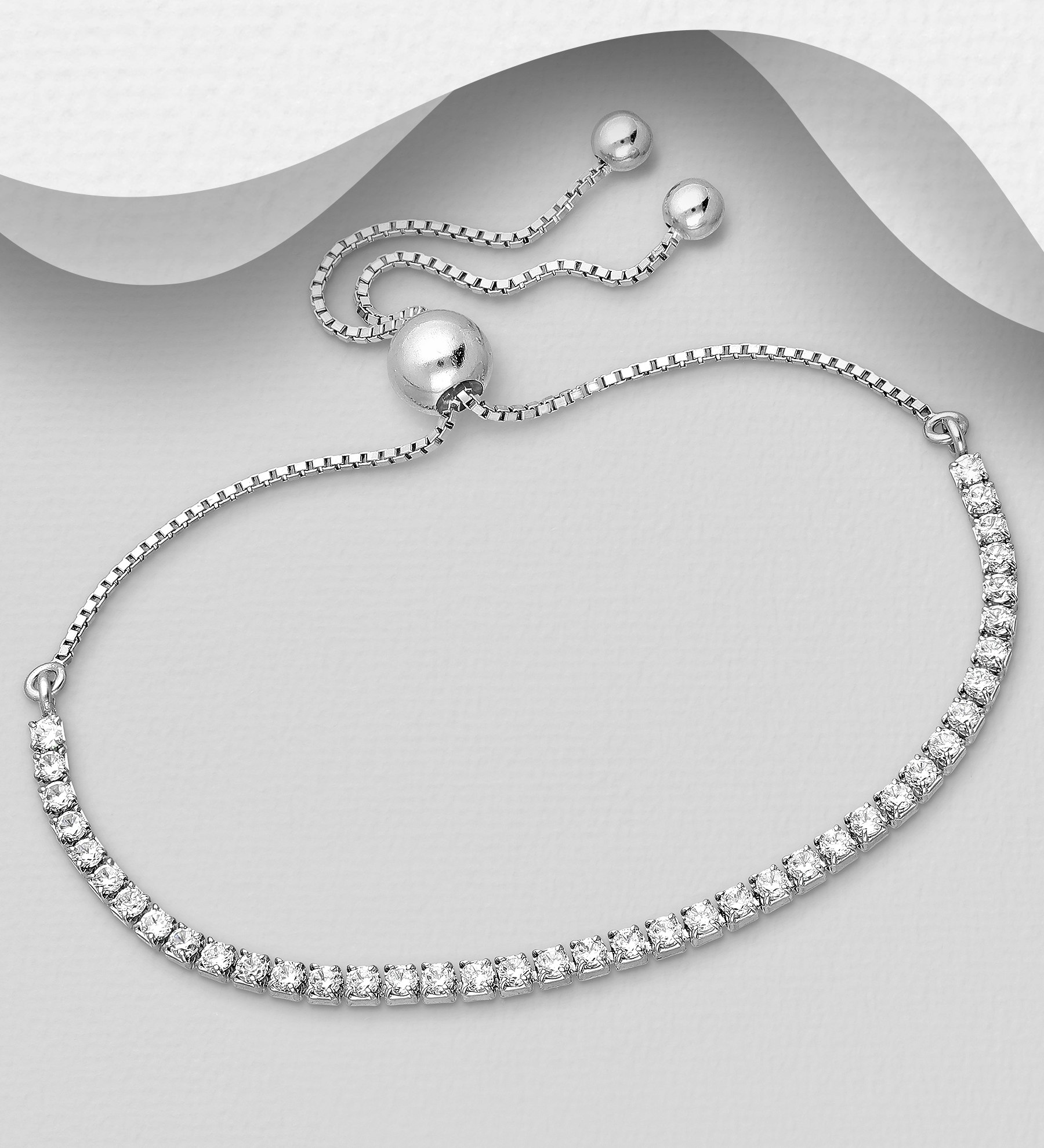 Sølvarmbånd, tennisarmbånd med cubic zirkonia sten