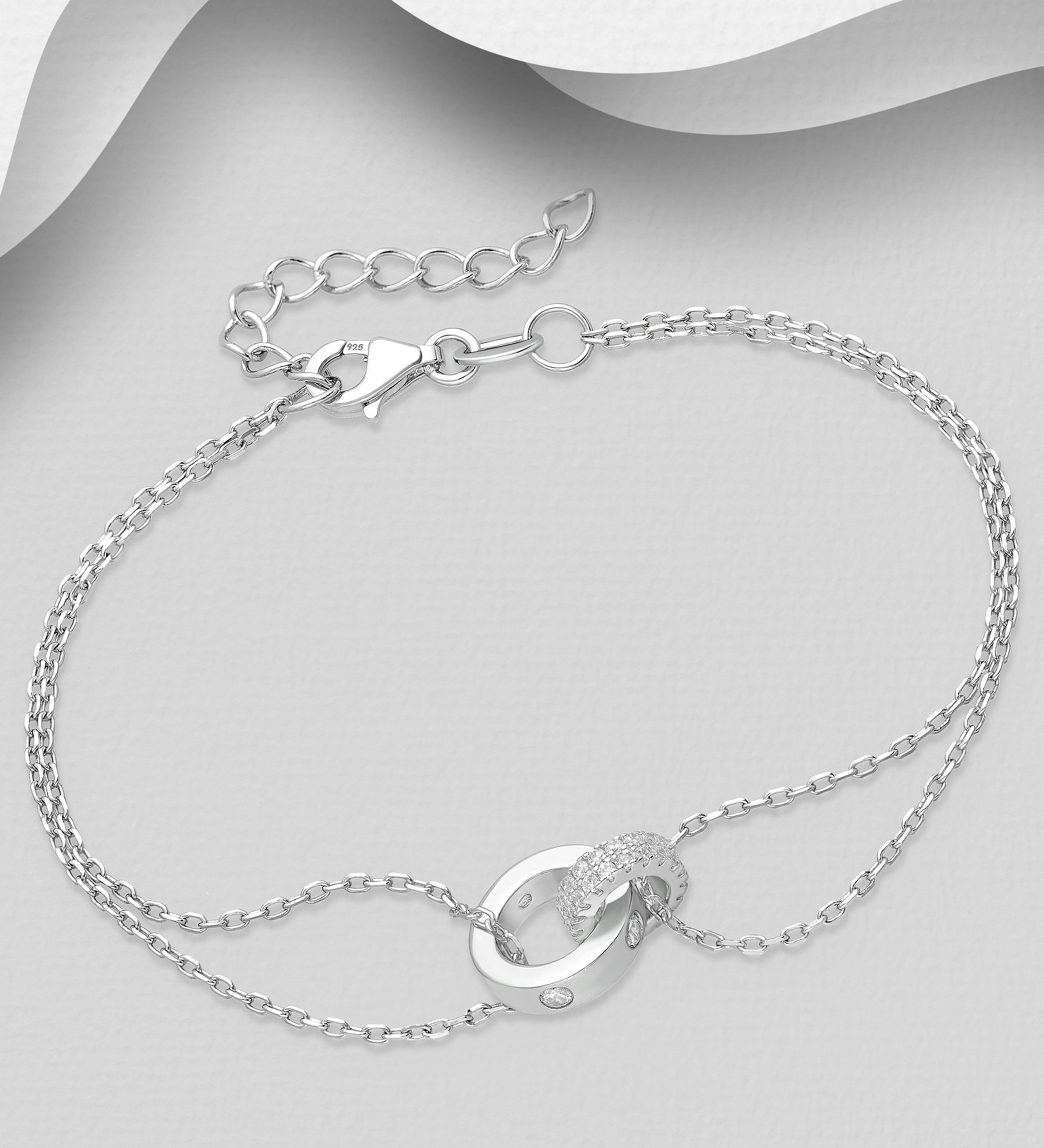 Sølvarmbånd, moderigtigt smukt armbånd i ægte 925 sølv