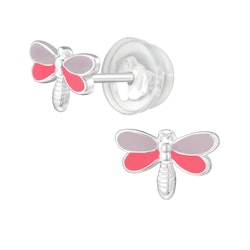 Barnörhängen Trollsländor lila/rosa - örhängen i äkta silver
