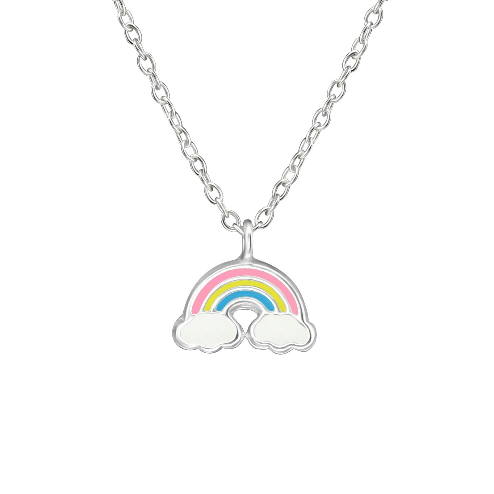 Barnhalsband Regnbåge i pastellfärger - sött halsband till barn i äkta 925 sterling silver