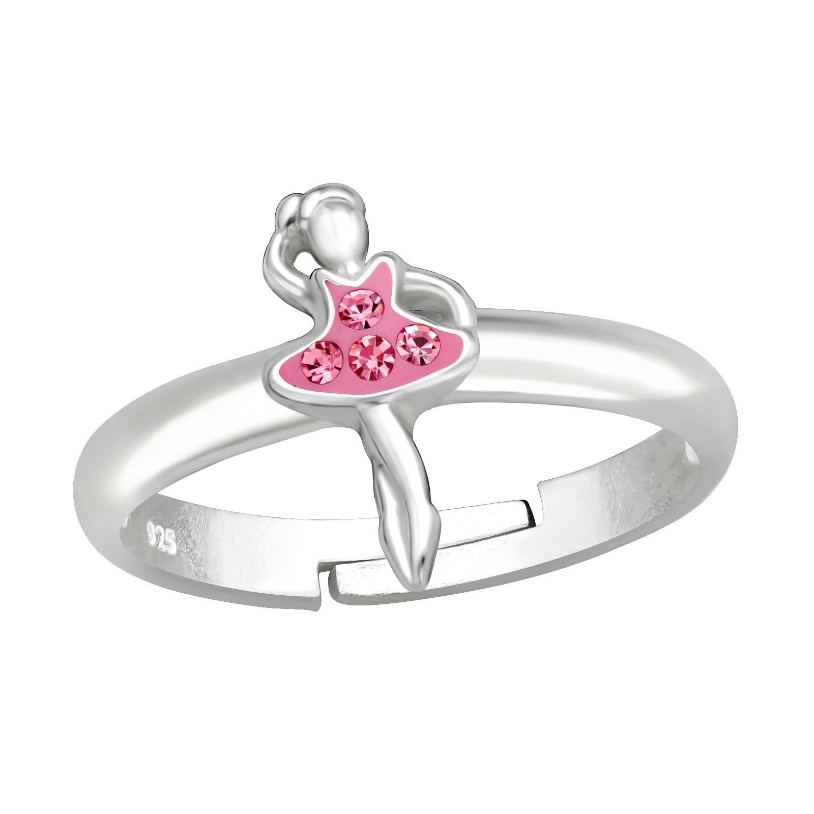Ring till barn Ballerina glittrande - söt, justerbar silverring - en barnring i äkta silver