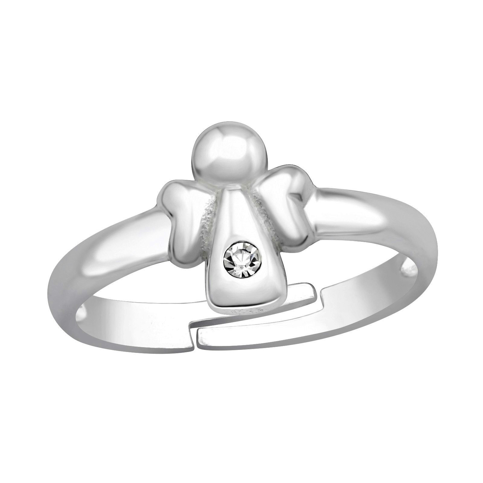 Ring till barn Ängel vit sten - söt, justerbar silverring - en barnring i äkta silver