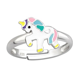 Barnring Enhörning pastell  - söt ring till barn i äkta silver