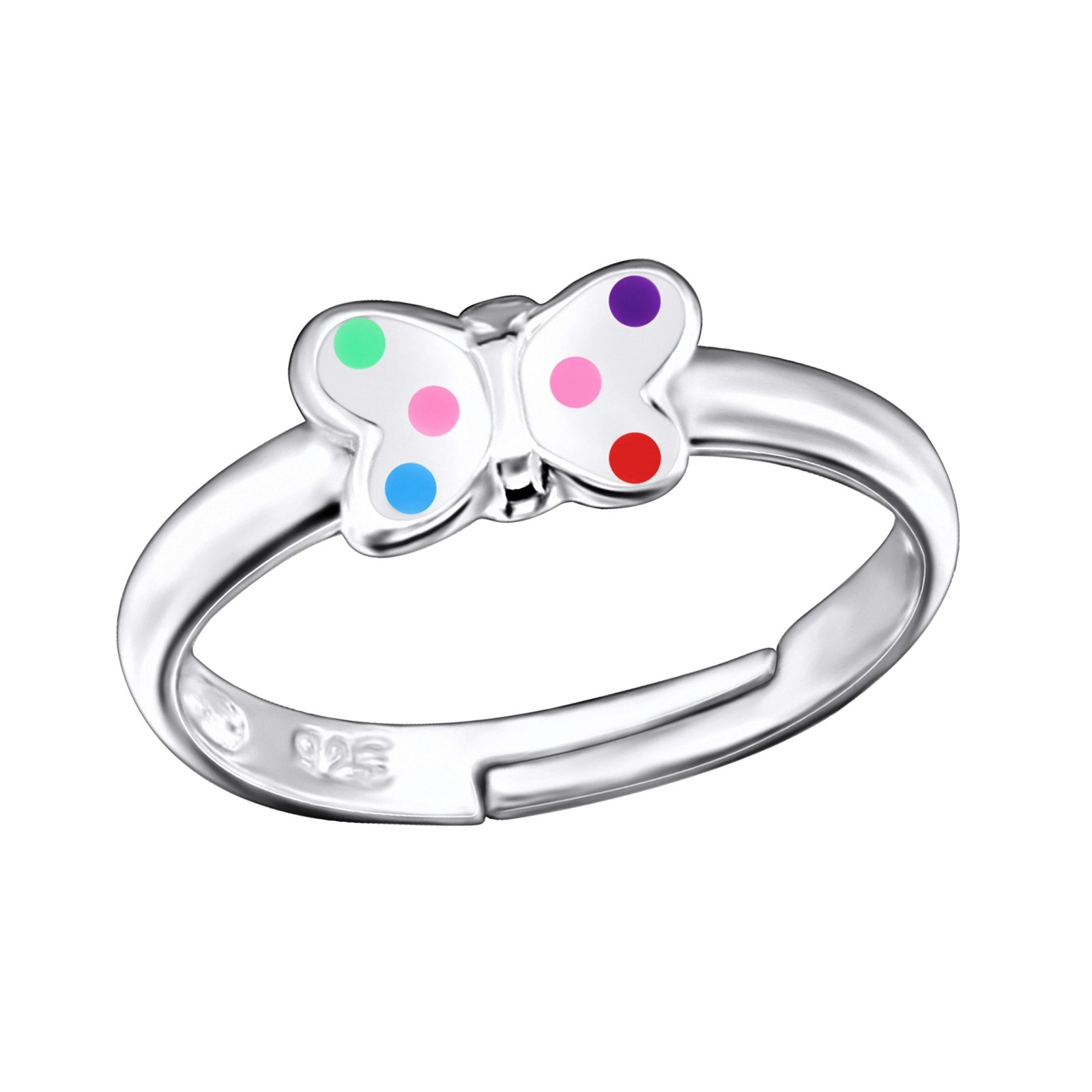 Ring till barn Fjäril silver - söt, justerbar silverring - en barnring i äkta silver