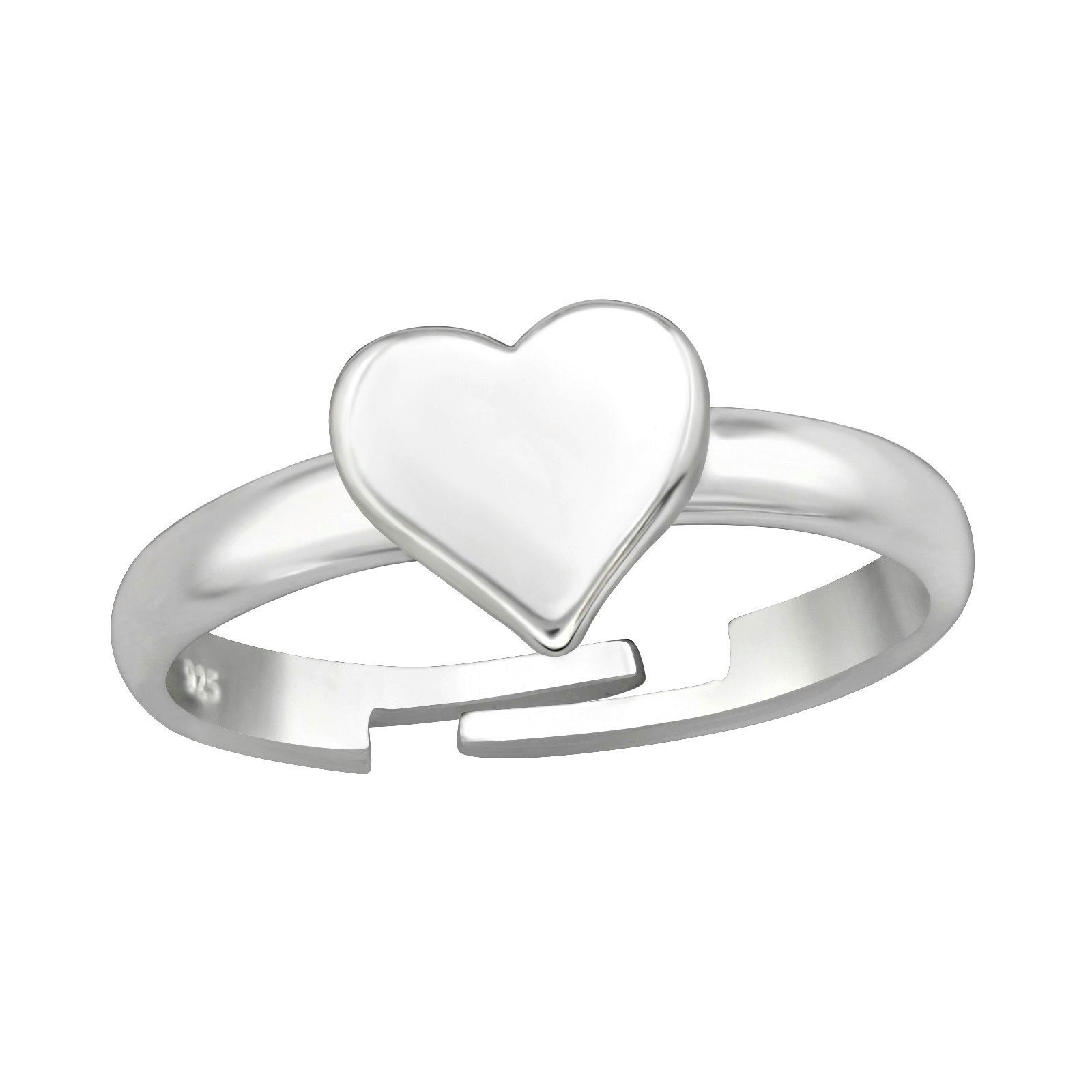 Ring till barn Silverhjärta - söt, justerbar silverring - en barnring i äkta silver