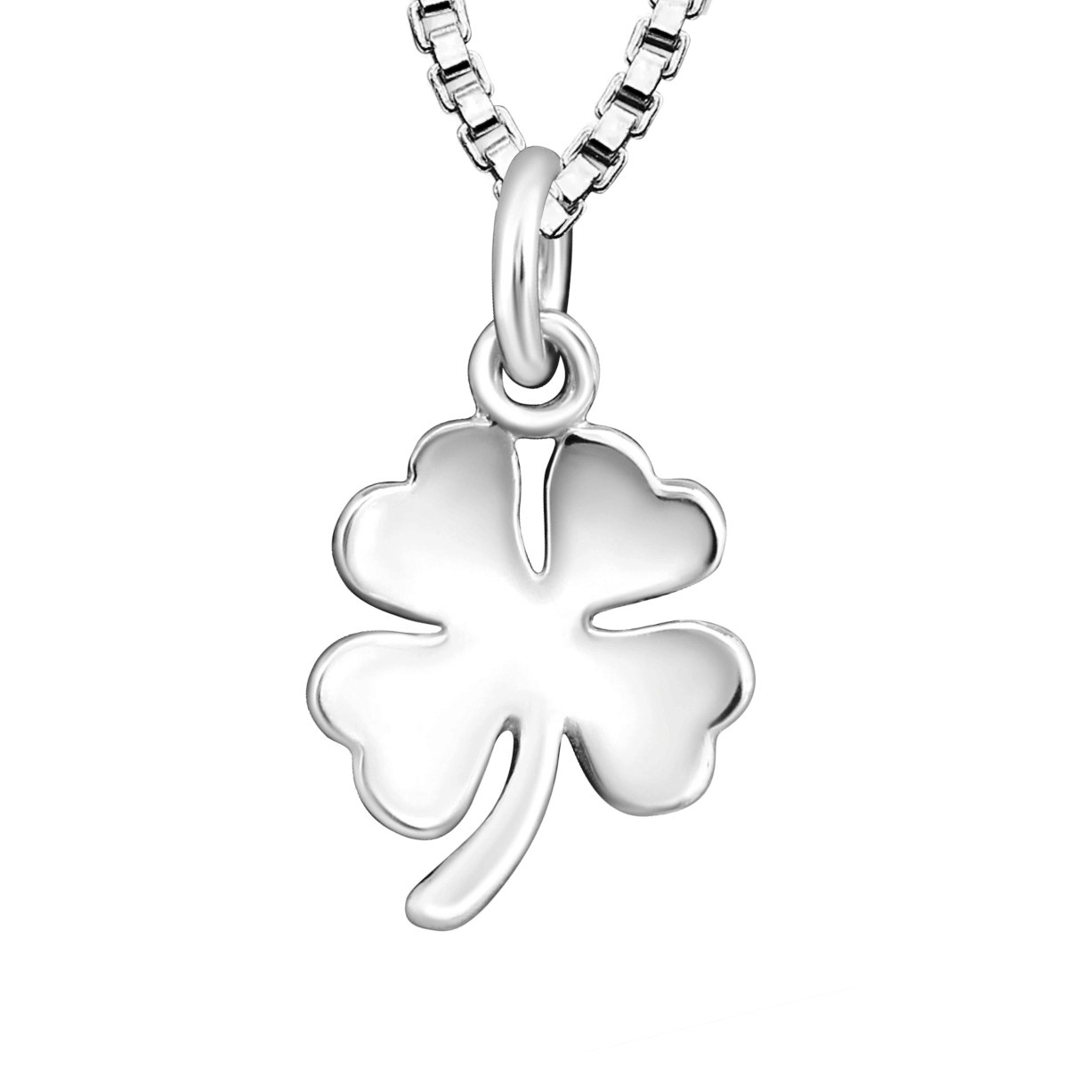 Doppresent till pojke med stilrent Fyrklöver - dopsmycke till kille - halsband i äkta 925 sterling silver