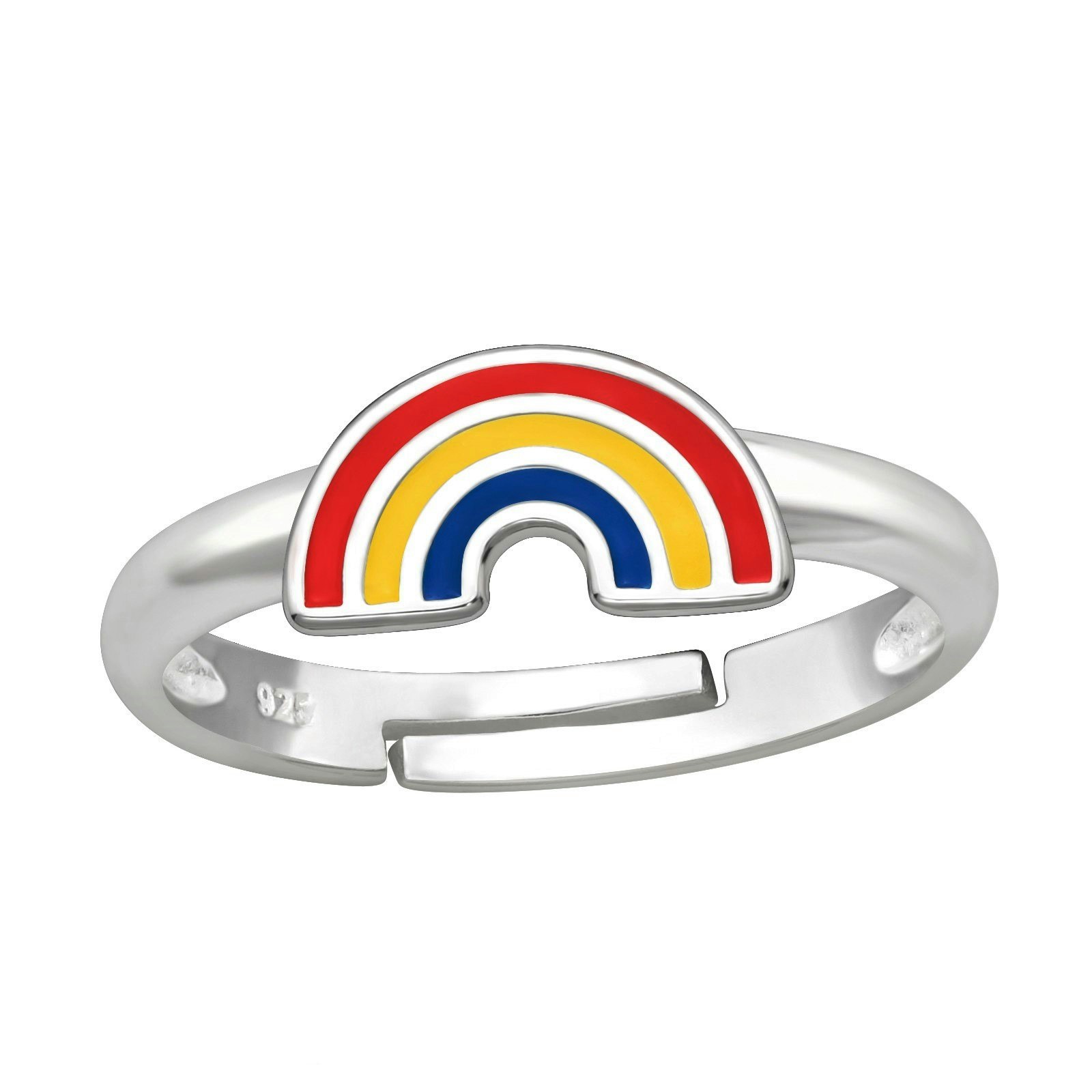 Barnring klassisk Regnbåge - söt justerbar ring till barn i äkta 925 sterling silver