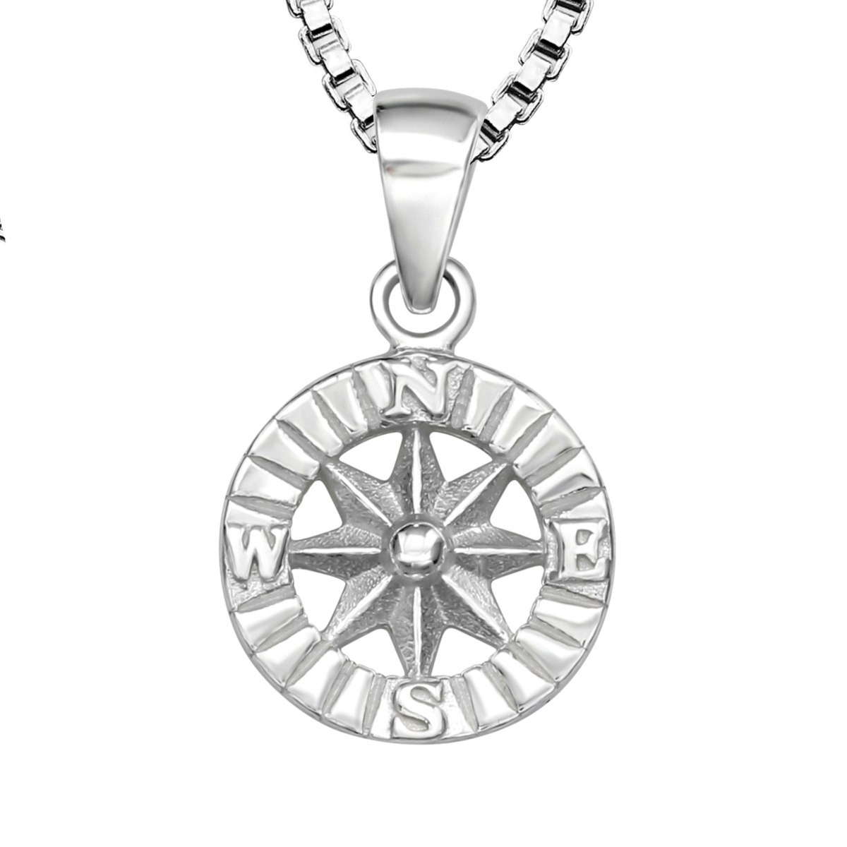 Doppresent till pojke med Kompass - halsband i äkta silver