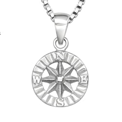 Doppresent till pojke med Kompass - halsband i äkta silver
