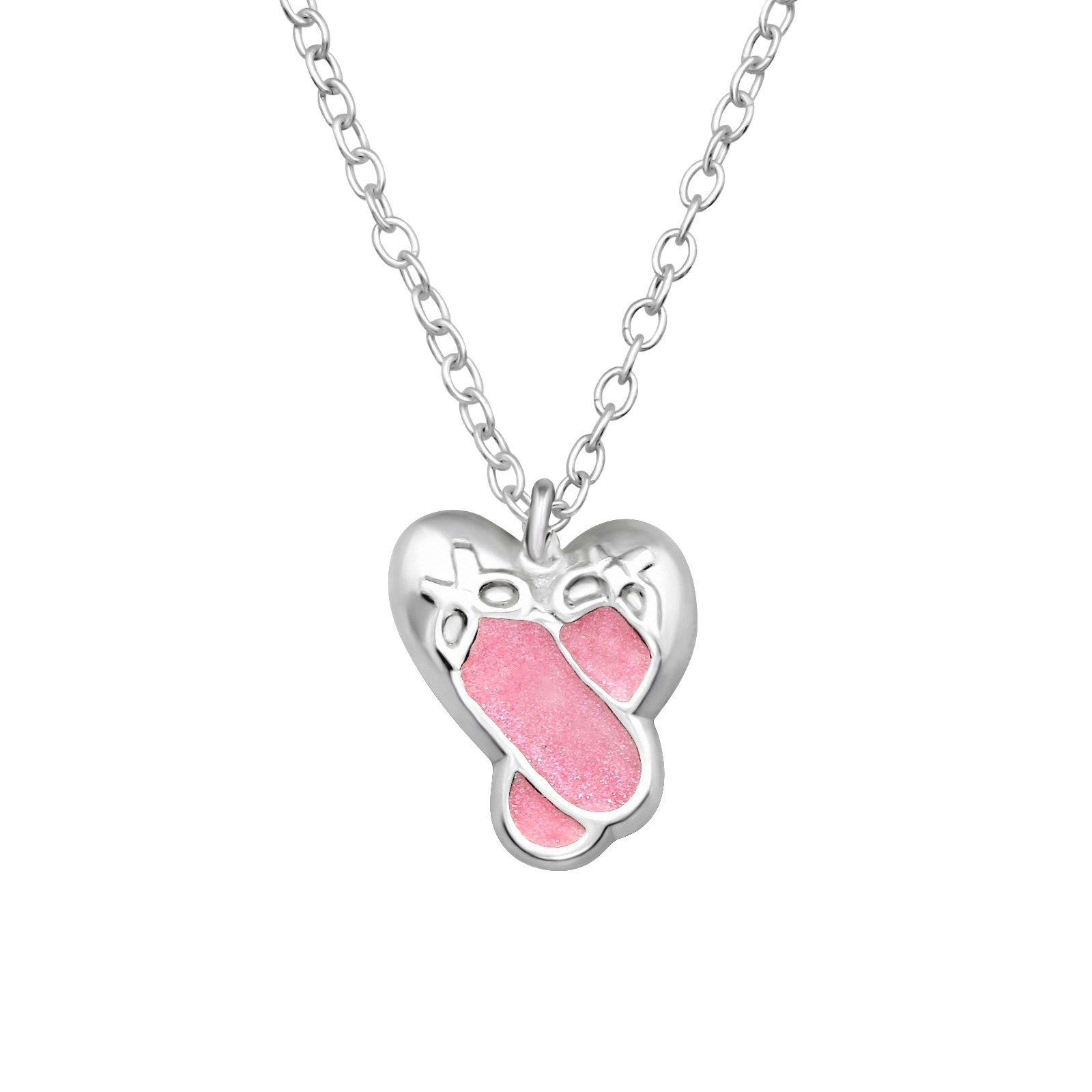 Barnhalsband Balettskor silver/rosa - halsband i äkta silver