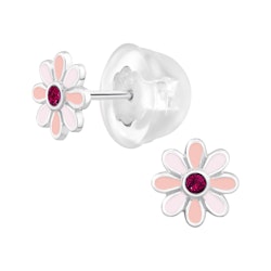 Barnörhängen Rosa Blommor - örhängen till barn i äkta silver