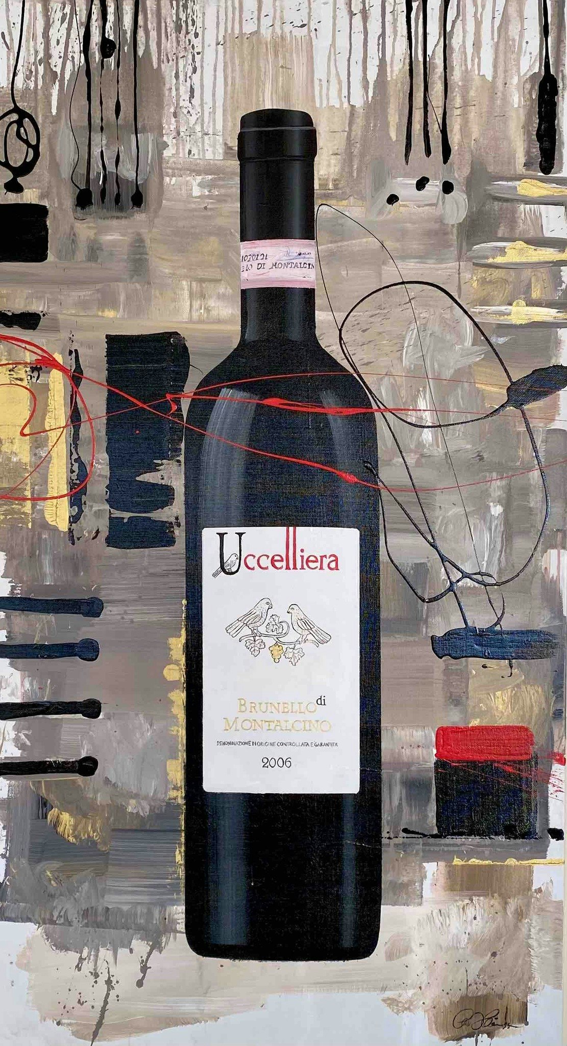 UCCELLIERA, BRUNELLO DI MONTALCINO RISERVA ORIGINAL PAINTING ON CANVAS