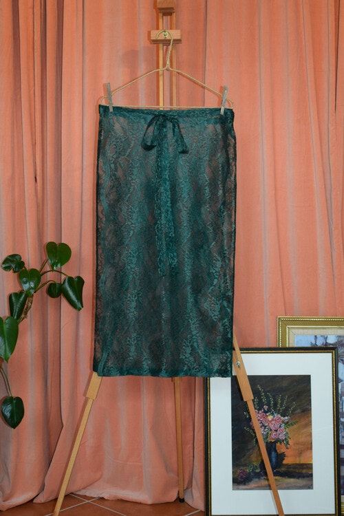 Flora kjol - Grön spets