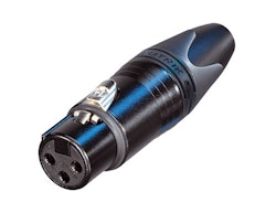 Neutrik NC3FXX-BAG, 3-polig XLR-sladdhona, silverpläterade kontakter. Svart