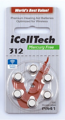 iCellTech PR41 Hörapparatsbatteri 312/Brun 6-pack