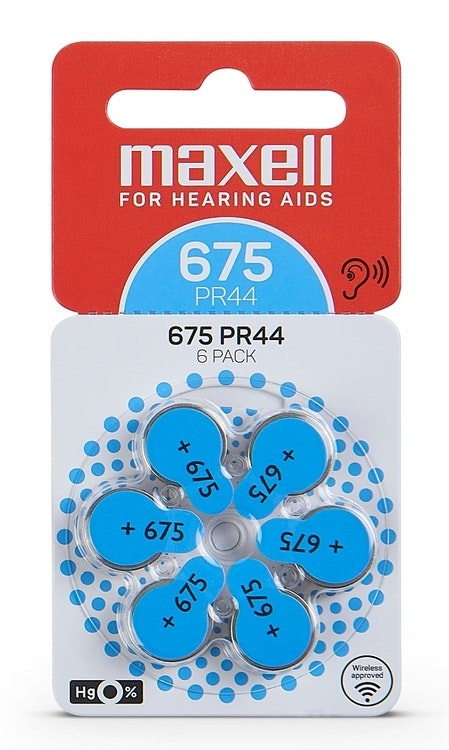 Maxell PR44 Hörapparatsbatteri 675/Blå 6-pack