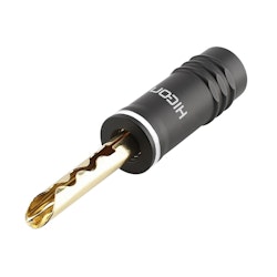 HiCon HI-BM13-WHT Banankontakt med tandad klämma, 1-pol , metall-, Clamp Technic-hankontakt, hård guldpläterad kontakt(er), rak, max. 6 mm², svart