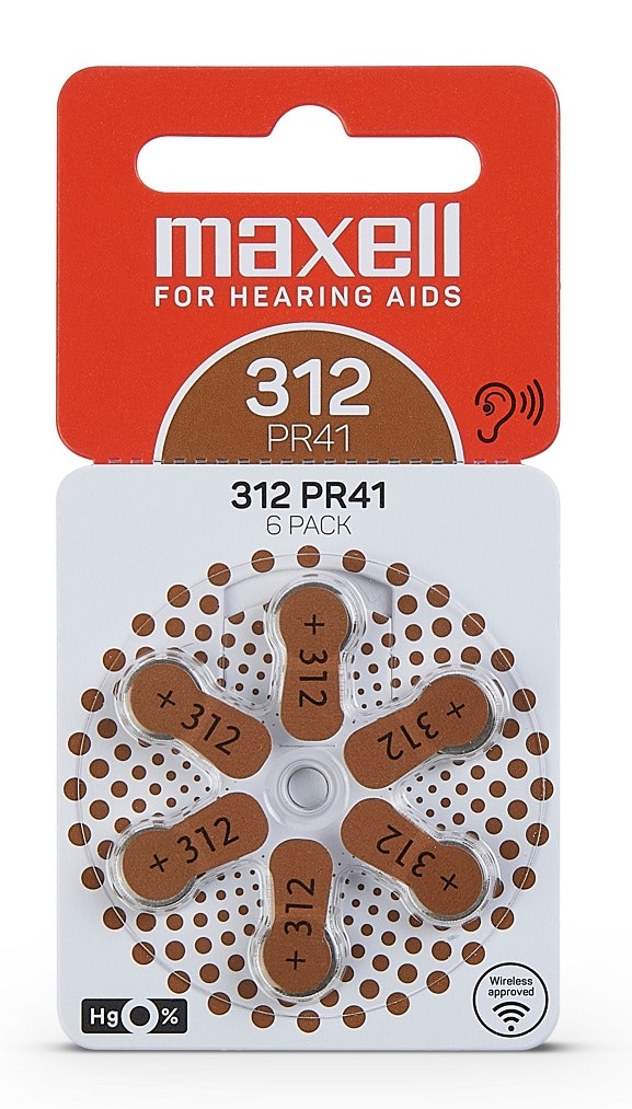 Maxell PR41 Hörapparatsbatteri 312/Brun 6-pack