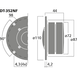 Monacor DT-352NF, 1"  dome diskant