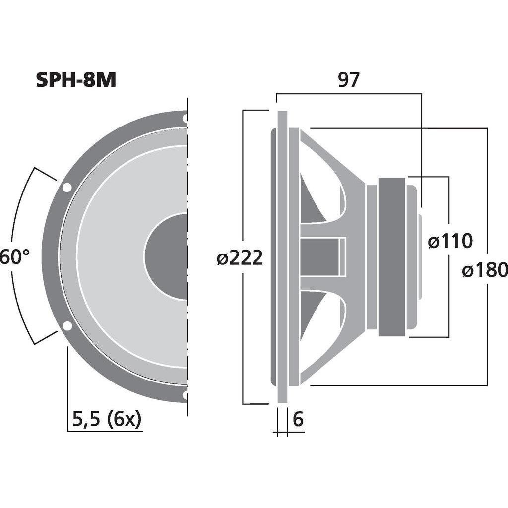 Monacor SPH-8M 8'' Hifi Bas/mellanregisterhögtalare