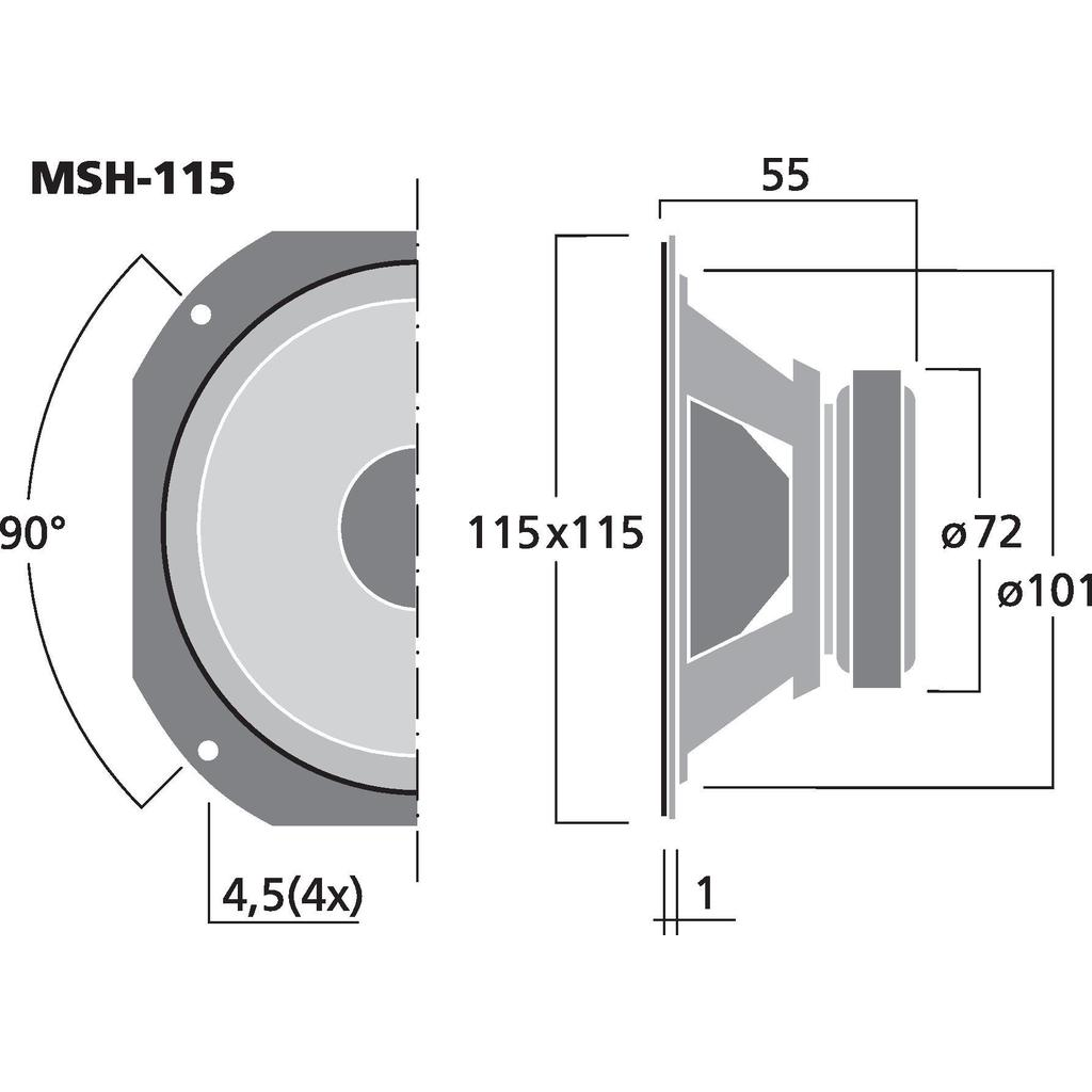 Monacor MSH-115 4'' Hifi mellanregisterhögtalare