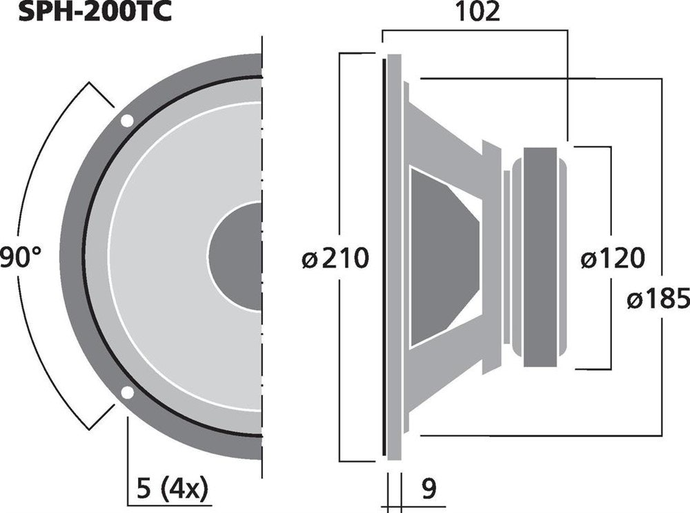 Monacor SPH-200TC 8'' Sub-bashögtalare, dubbel talspole